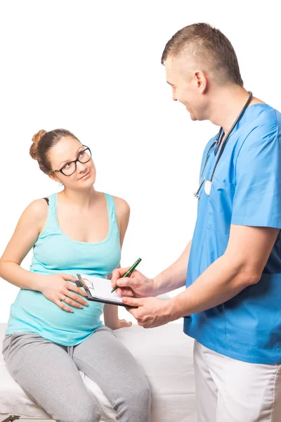 Portret van een zwangere vrouw en gynaecoloog — Stockfoto