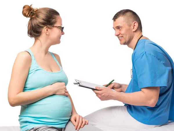 Donna incinta in consultazione con un medico ginecologo — Foto Stock