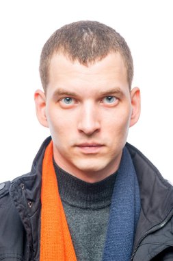 izole bir beyaz arka plan üzerinde 30 yaşında bir adam portresi