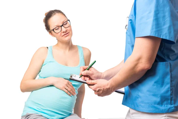 Doktorun ofis jinekolog genç hamile kadın — Stok fotoğraf