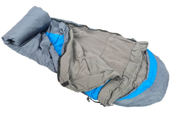Close-up de um saco de dormir é muito quente para dormir ao ar livre é — Fotografia de Stock