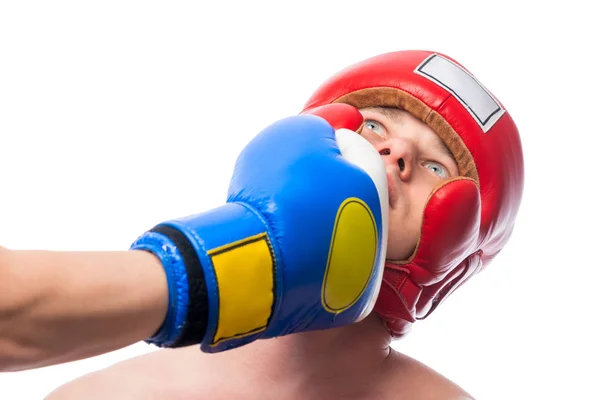 Uppercut punch in the face from the bottom opponent isolation — Stock Photo, Image