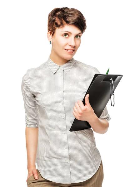 Portrait of confident businesswoman isolated on white background — Stock Photo, Image