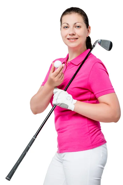 Fiatal profi golfjátékos, pózol a fehér háttér — Stock Fotó