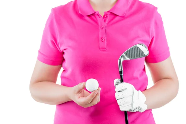 Golfista preparado para a bola de jogo e um clube de golfe em suas mãos c — Fotografia de Stock