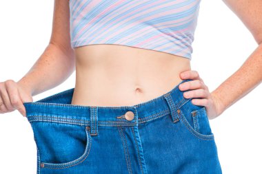 Eski kot ile etkili bir diyet sonra genç ince kız 