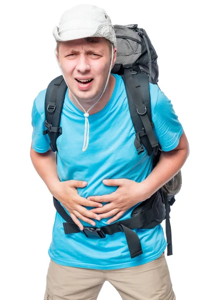Emotional tourist experiences abdominal pain isolated — Stock Photo, Image