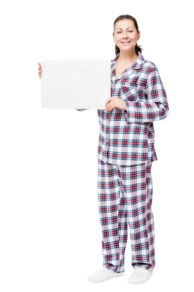 Retrato de una mujer en pijama en longitud completa con un poste vacío — Foto de Stock