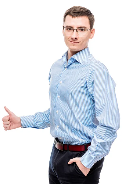 Male successful young businessman posing on white background — Stock Photo, Image