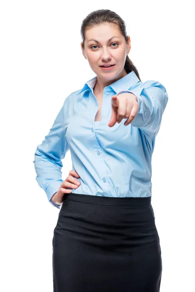 Mujer de negocios exitosa y joven posando contra el fondo blanco — Foto de Stock