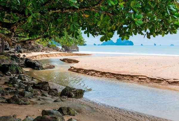 Krabi il kumsalı, nehir s akar. — Stok fotoğraf