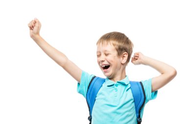 Öğrenci esner ve schoo için gitmeden önce sabah uzanır