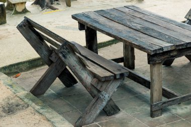 eski ahşap masa ve tezgah yakın çekim Park