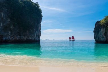 Andaman Denizi, yelken f olan görünümünü güzel koyda