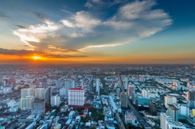 Kuş Uçuş kenti. Gün batımında, görünümü f Bangkok