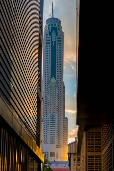 unusual perspective, view of a skyscraper Bayok Sky in Bangkok,