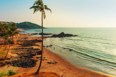 Üstten Görünüm Vagator Beach Kuzey Goa. Renkli.