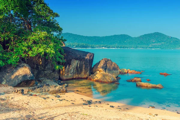 Beautiful secluded place in a tropical lagoon. Tinted. — Stock Photo, Image