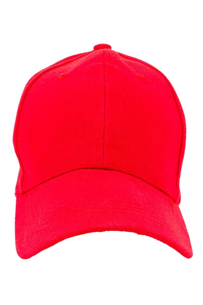 Giysiler ve aksesuarlar kırmızı şapka ve beyaz bir sırt deliğinde güneşlik. — Stok fotoğraf