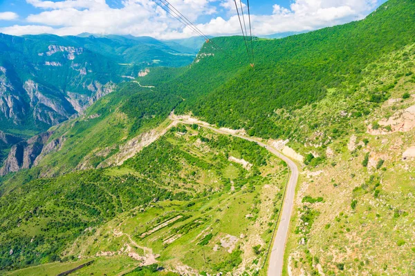 Malowniczy Krajobraz Armenii Widok Góry Kabiny Kolejki Linowej Skrzydła Tatev — Zdjęcie stockowe