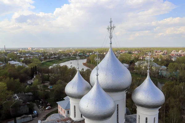 stock image Vologda. The view from the top. Sunny spring day. Crosses of the