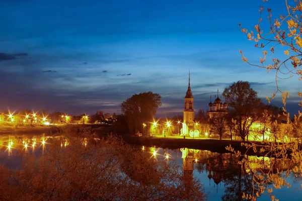 Spring in Vologda. Night scene. Church of the meeting of the Lor