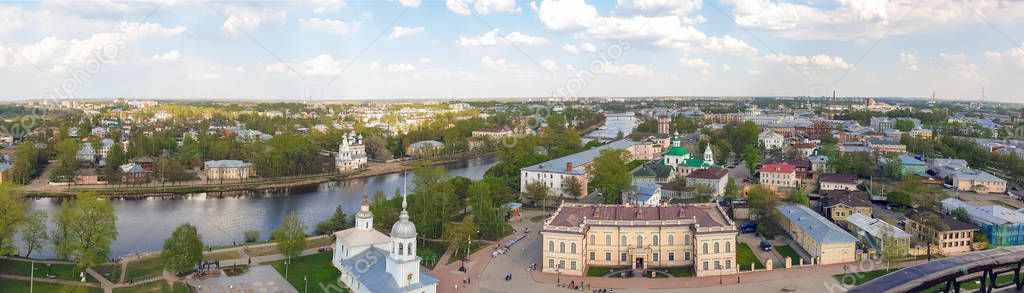 Vologda river, panorama; a historical and modern part of the cit