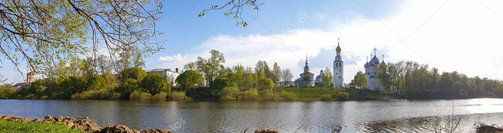 Vologda. panorama. Beautiful spring evening on the Vologda river