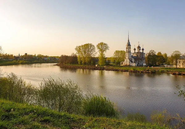 Vologda. Beautiful spring day on the river Bank. Church Of The M