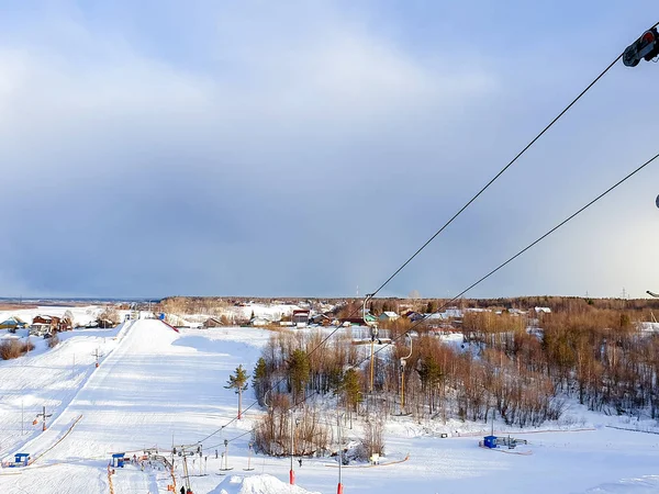 Natura Del Nord Inverno Novodvinsk Regione Arkhangelsk Tramonto Ski Park — Foto Stock