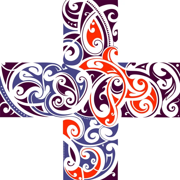 Forme croix de style maori — Image vectorielle