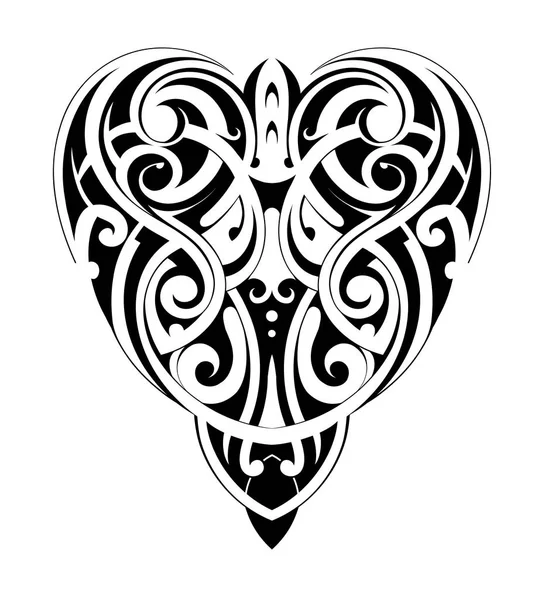 Estilo maorí forma de corazón — Vector de stock