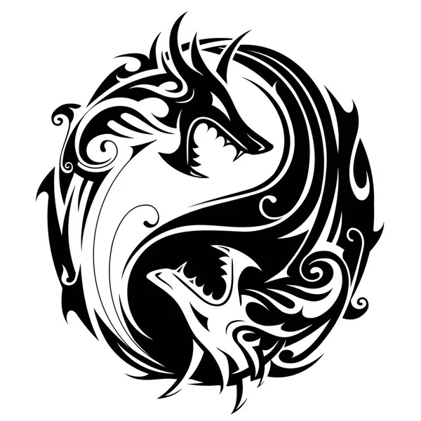 Yin yang dragons — Stok Vektör