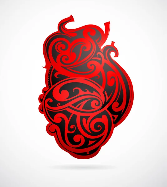 Forma de corazón arte tribal — Vector de stock