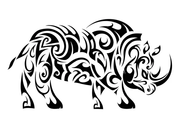 Rhino etniska tatuering — Stock vektor