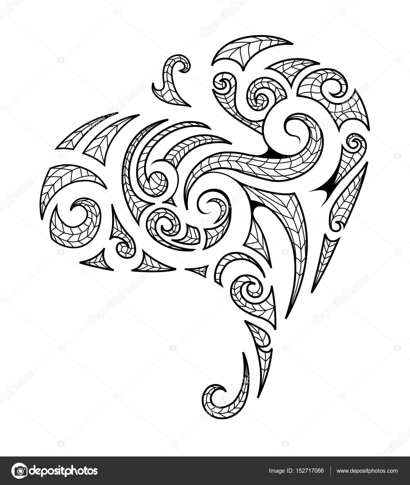 Maori style tribal art tattoo — Stock Vector © akv_lv #152717066