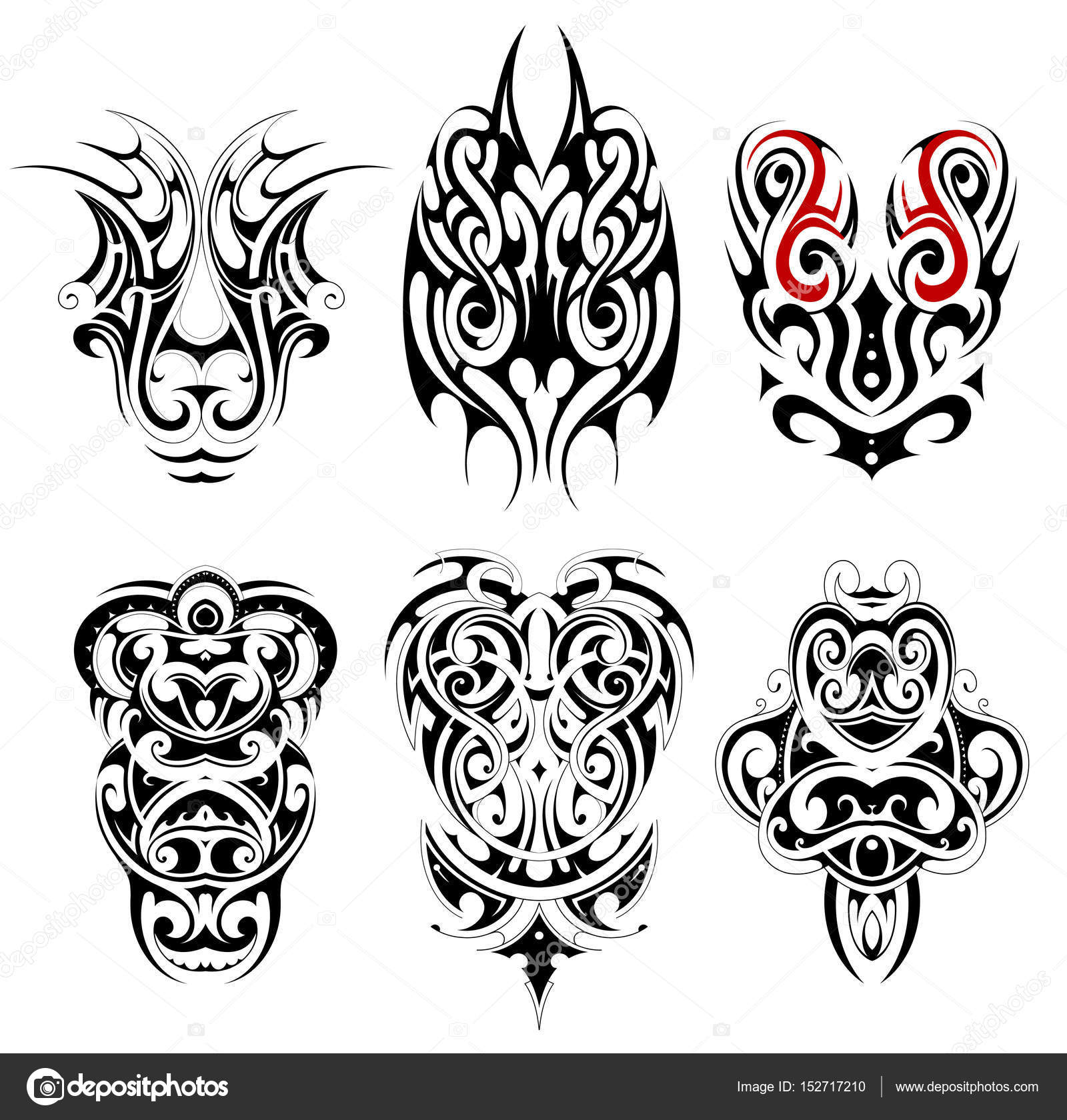 Set tribal tattoo shapes — Stockvector © akv_lv #152717210