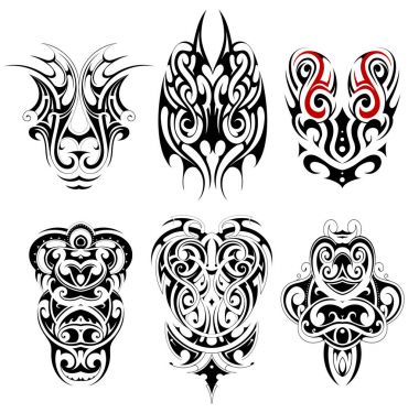 Tribal dövme şekiller kümesi