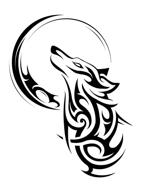 Tribal wolf tatuering — Stock vektor