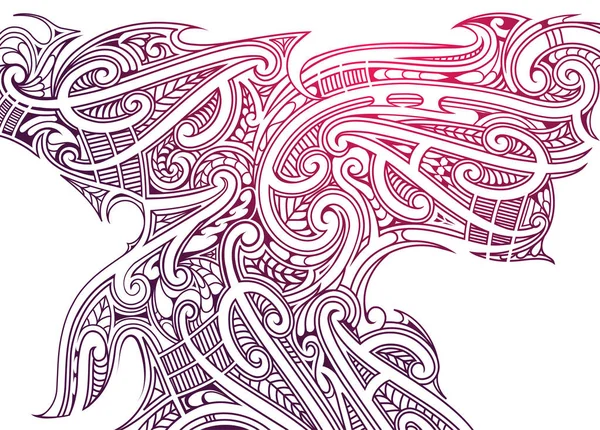 Humo ornamental con elementos polinesios — Vector de stock