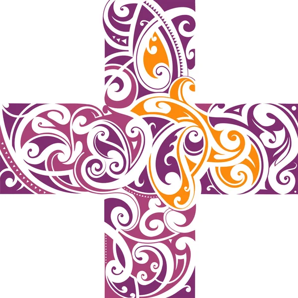 マオリのスタイルで十字のタトゥーします。 — ストックベクタ