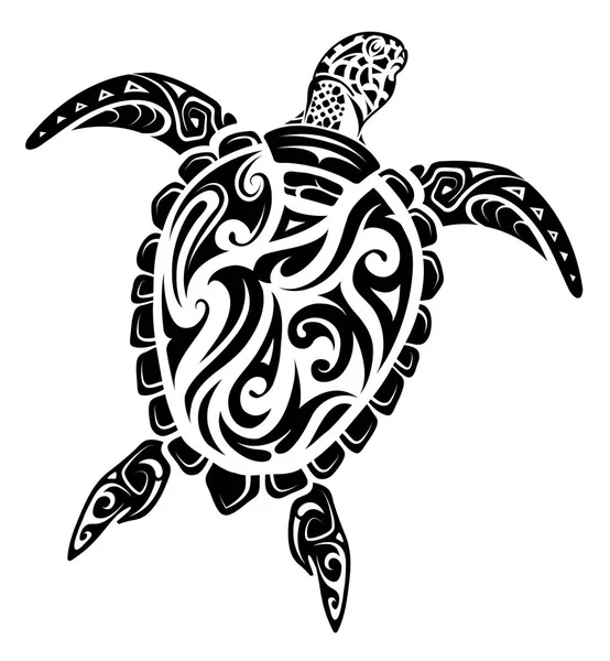 Maori stil sköldpadda tatuering — Stock vektor
