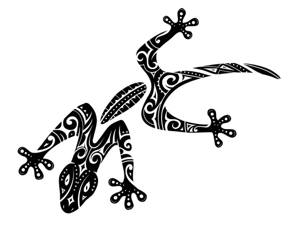 Maori style gecko tattoo — Stock Vector