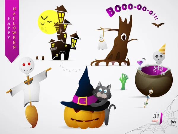 Conjunto de dibujos animados de Halloween tema — Vector de stock