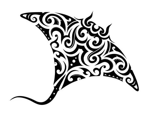 Maori style manta ray tattoo — Stock Vector