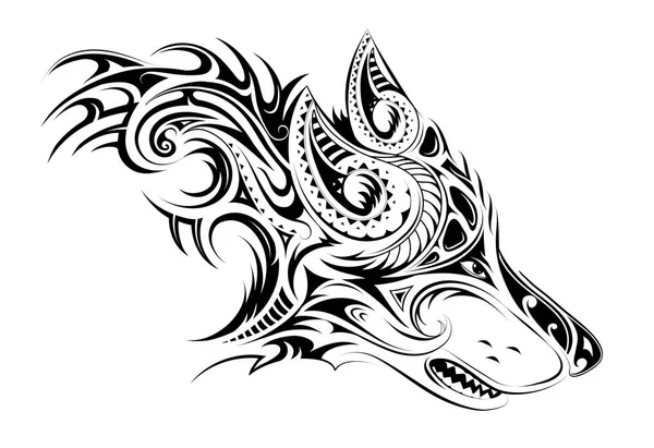 Elegante tatuaje del lobo — Vector de stock