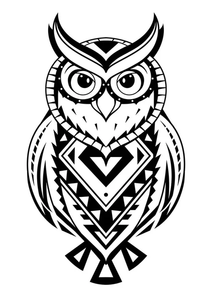 Tatuaje de búho estilo étnico — Vector de stock