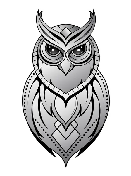 Forme de tatouage hibou sur blanc — Image vectorielle