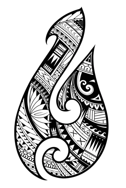 Tatuaje estilo maorí. Gancho de pescado aborigen símbolo — Vector de stock