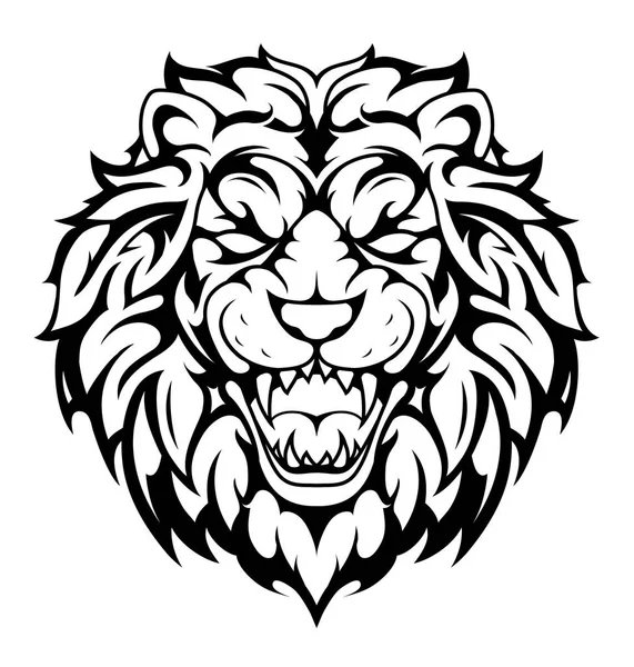 Cabeza de león tatuaje tribal — Vector de stock